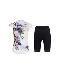 RIVANELLE Kurzarm Radtrikot und Shorts - MISS FLOWERY - Schwarz/Weiß/mehrfarbig